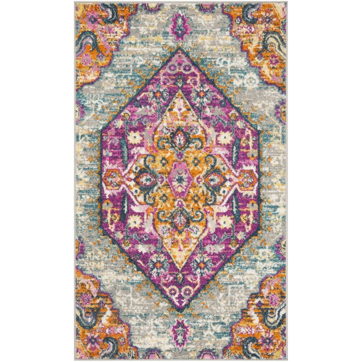 SAFAVIEH Madison MAD119G Light Grey / Fuchsia Rug Image 8