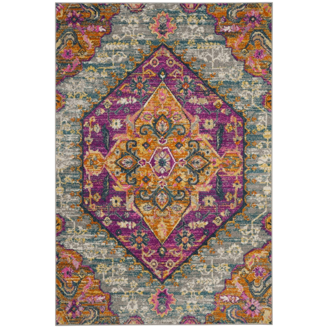 SAFAVIEH Madison MAD119G Light Grey / Fuchsia Rug Image 9