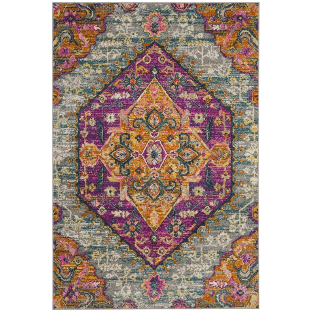 SAFAVIEH Madison MAD119G Light Grey / Fuchsia Rug Image 1