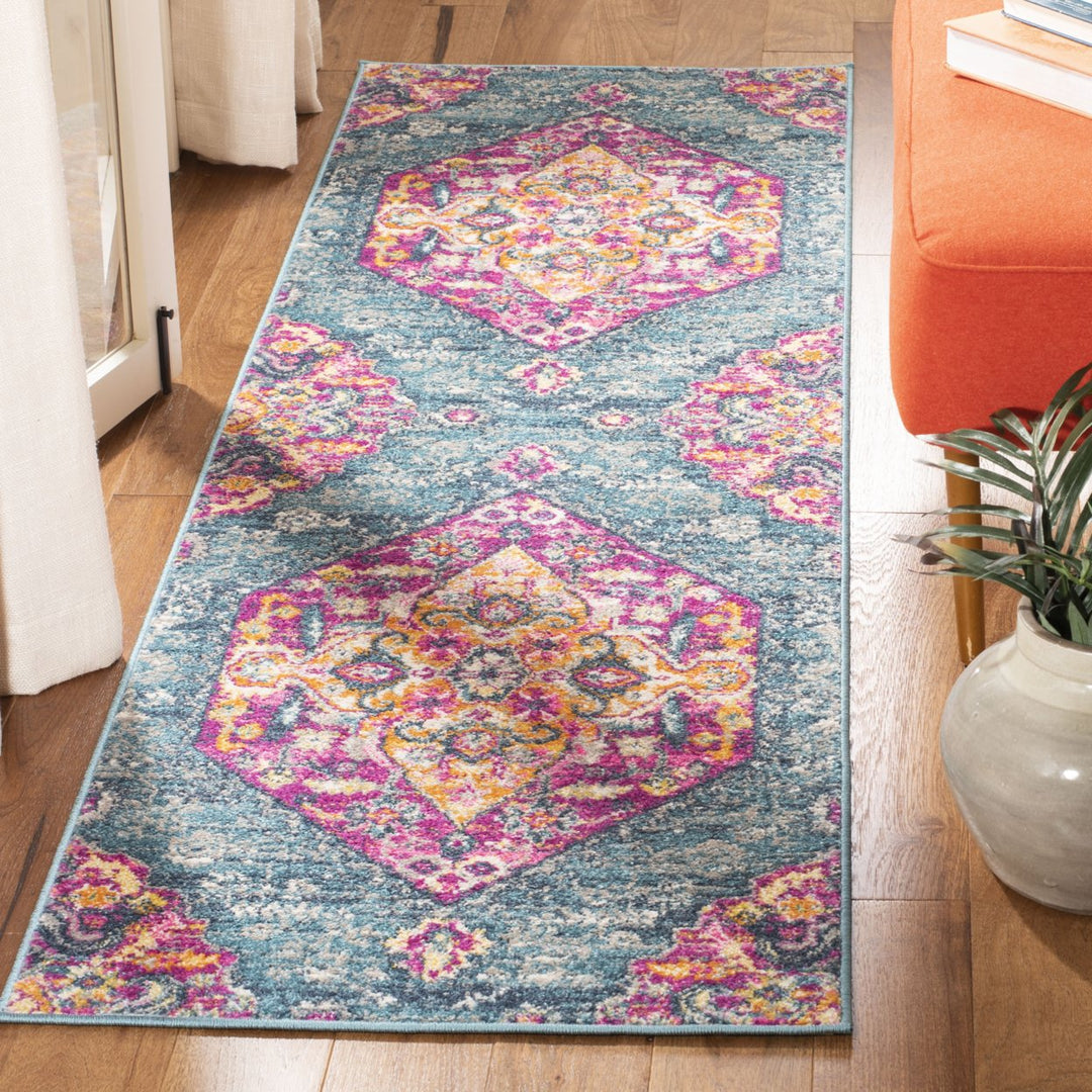 SAFAVIEH Madison Collection MAD119C Blue / Fuchsia Rug Image 3