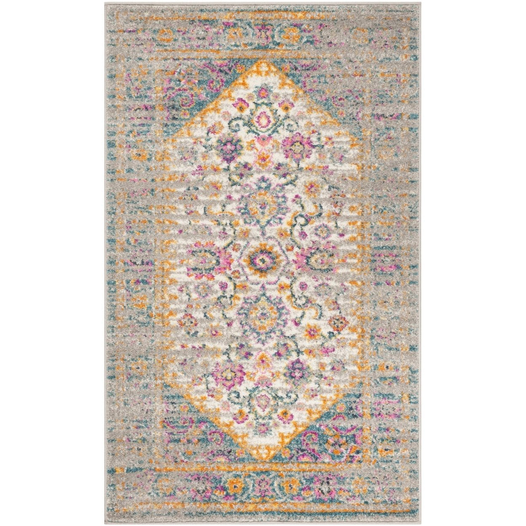 SAFAVIEH Madison MAD122G Light Grey / Fuchsia Rug Image 1