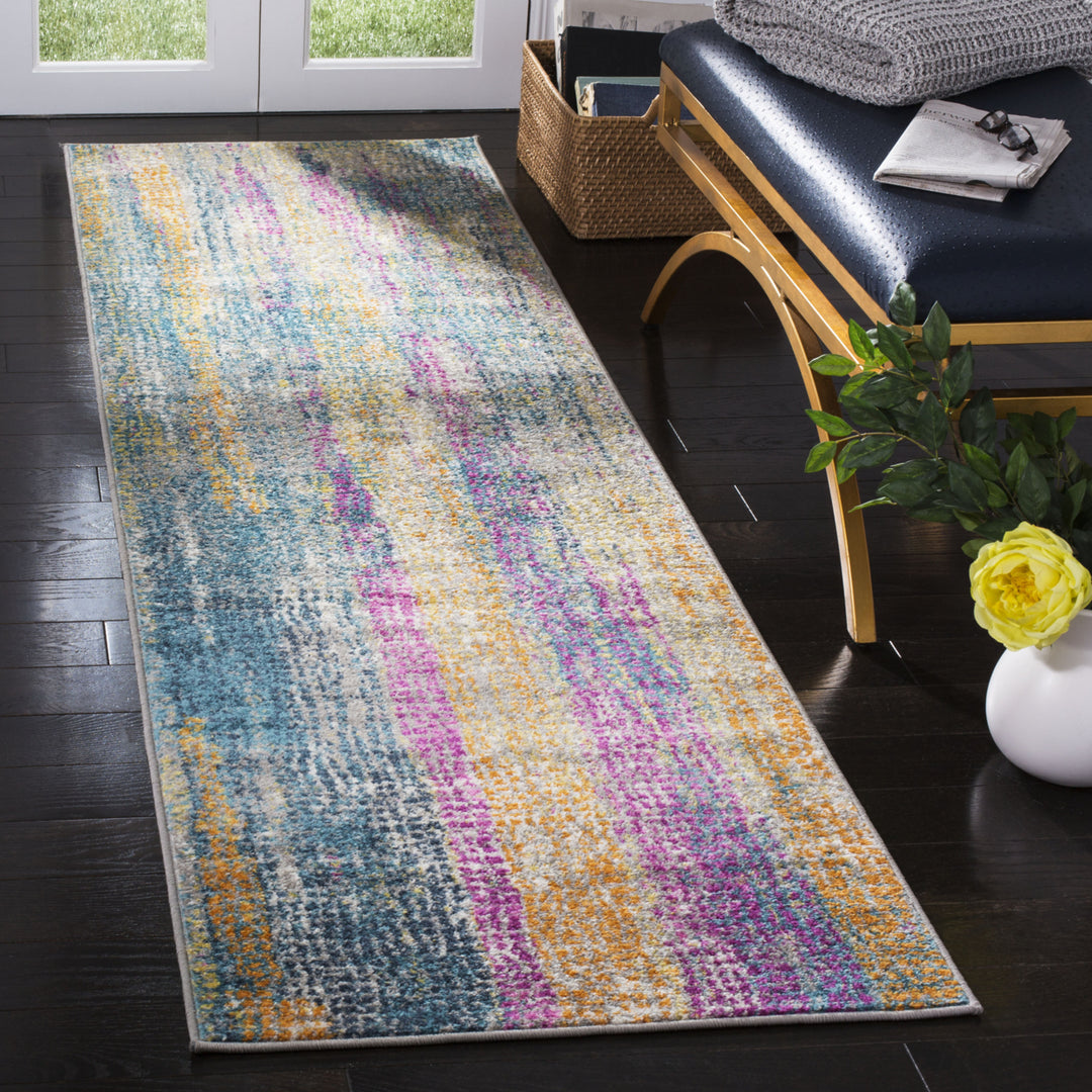 SAFAVIEH Madison Collection MAD123C Blue / Fuchsia Rug Image 3