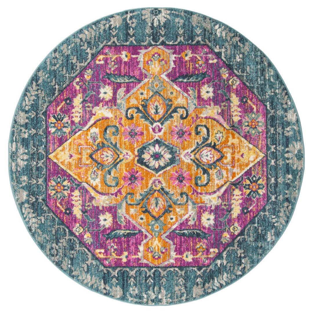 SAFAVIEH Madison Collection MAD119C Blue / Fuchsia Rug Image 4