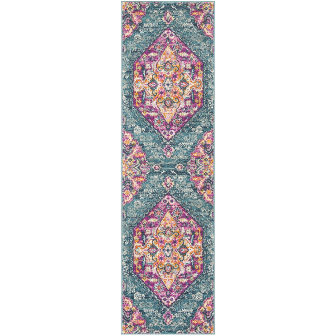 SAFAVIEH Madison Collection MAD119C Blue / Fuchsia Rug Image 5