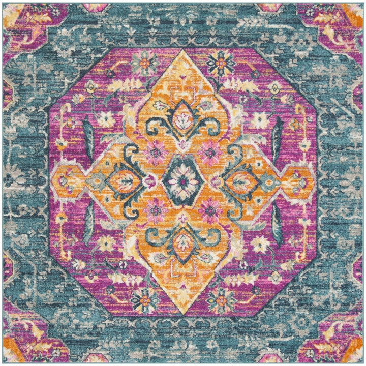 SAFAVIEH Madison Collection MAD119C Blue / Fuchsia Rug Image 6