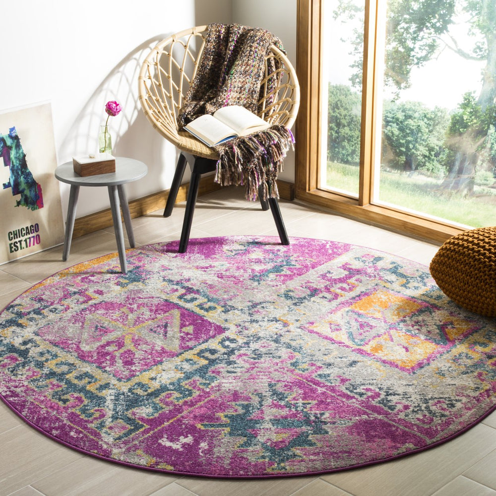 SAFAVIEH Madison Collection MAD125F Fuchsia / Blue Rug Image 2