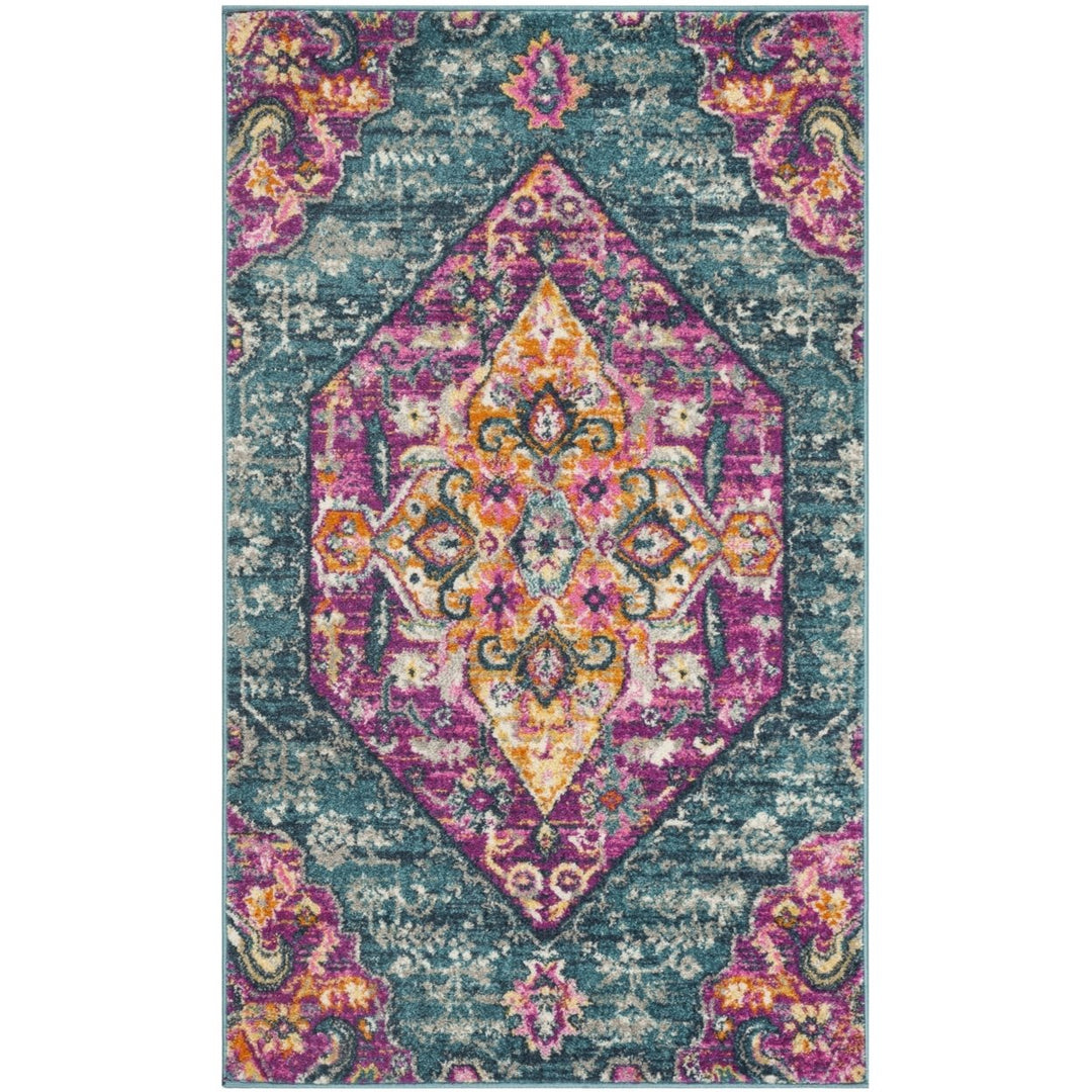 SAFAVIEH Madison Collection MAD119C Blue / Fuchsia Rug Image 8