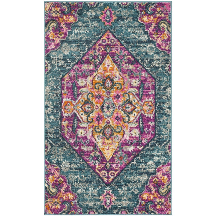 SAFAVIEH Madison Collection MAD119C Blue / Fuchsia Rug Image 8