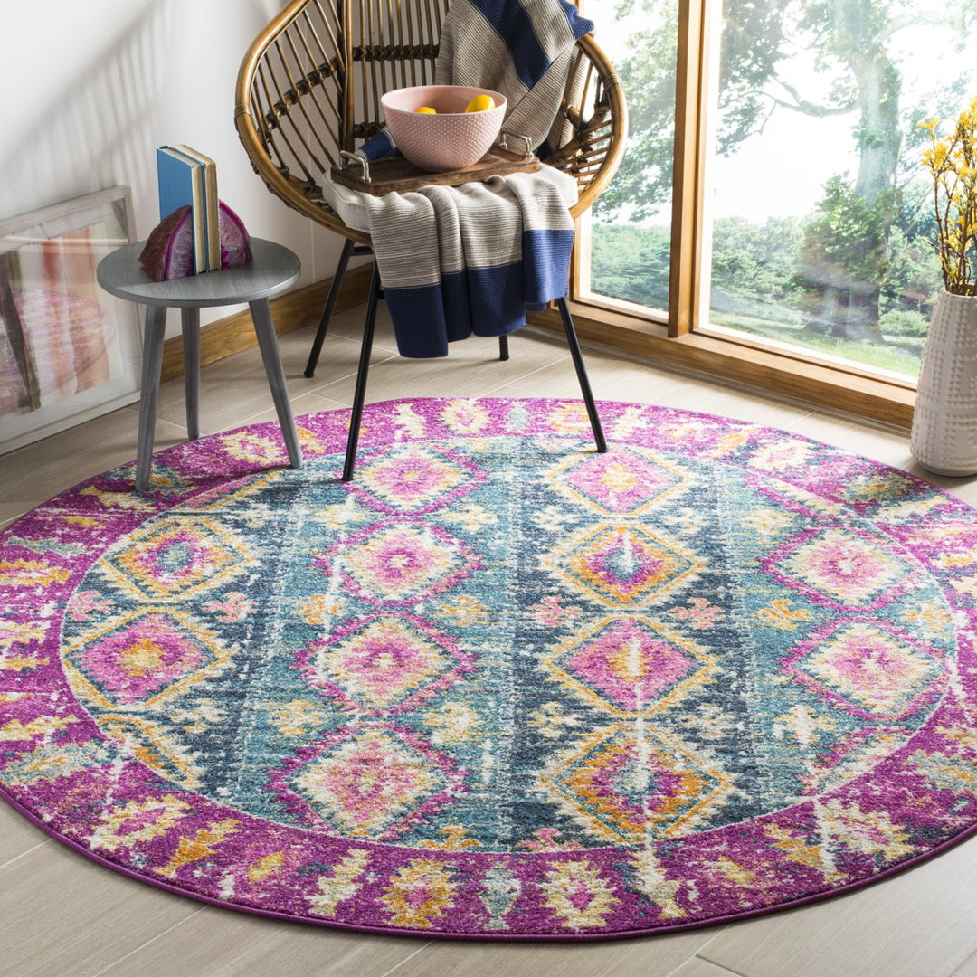 SAFAVIEH Madison Collection MAD129F Fuchsia / Blue Rug Image 2