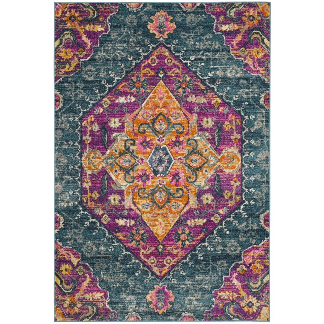 SAFAVIEH Madison Collection MAD119C Blue / Fuchsia Rug Image 9