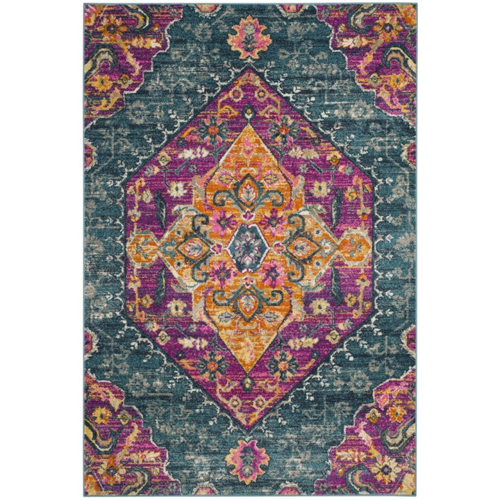 SAFAVIEH Madison Collection MAD119C Blue / Fuchsia Rug Image 9