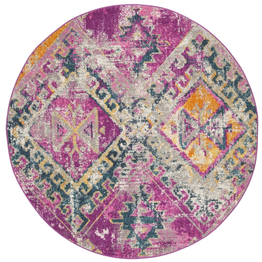 SAFAVIEH Madison Collection MAD125F Fuchsia / Blue Rug Image 4