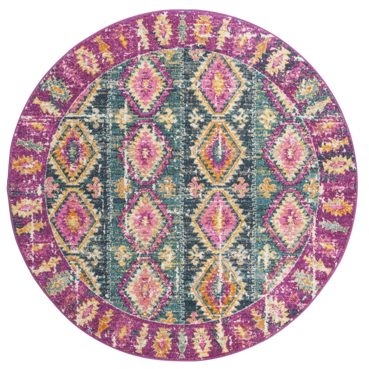 SAFAVIEH Madison Collection MAD129F Fuchsia / Blue Rug Image 4