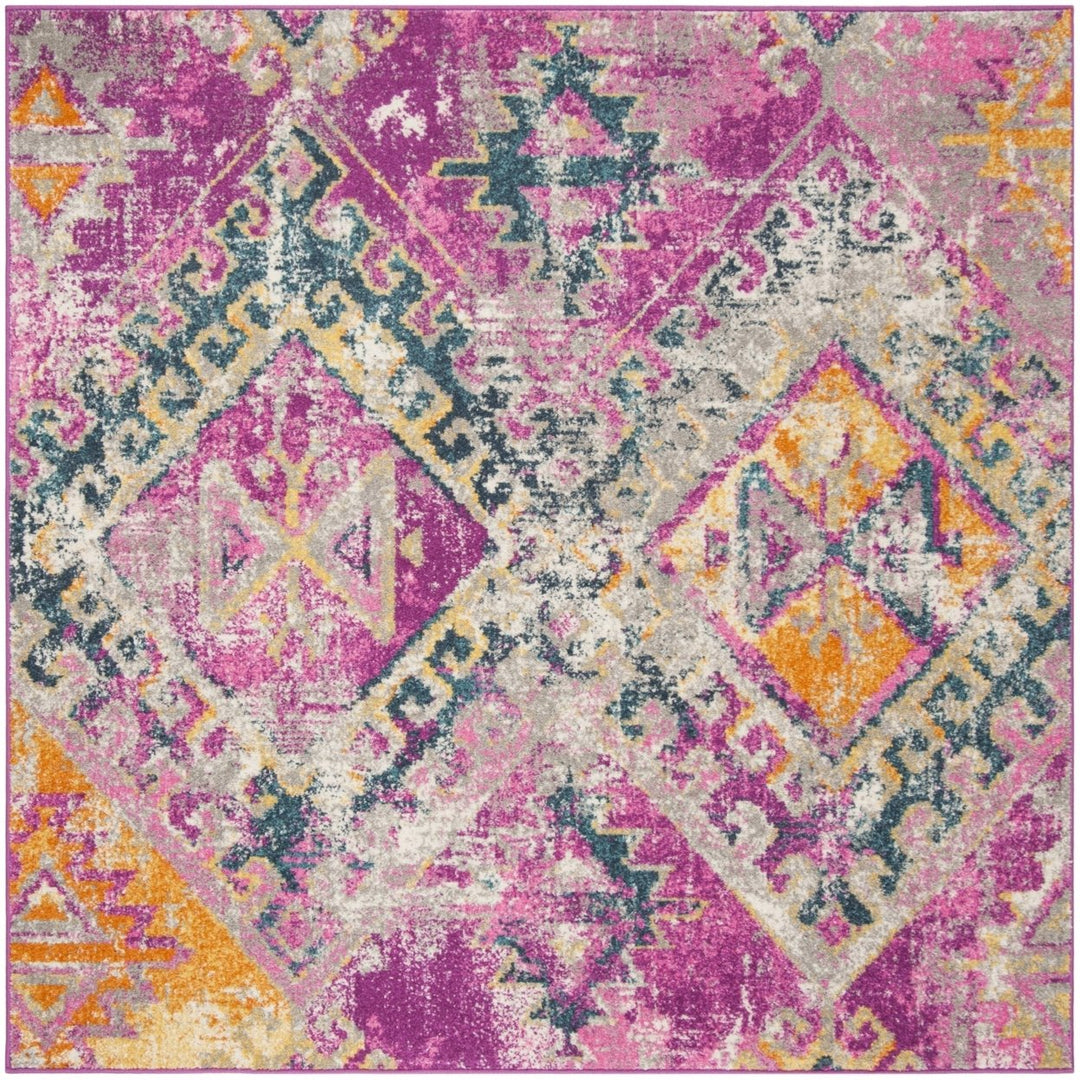 SAFAVIEH Madison Collection MAD125F Fuchsia / Blue Rug Image 6