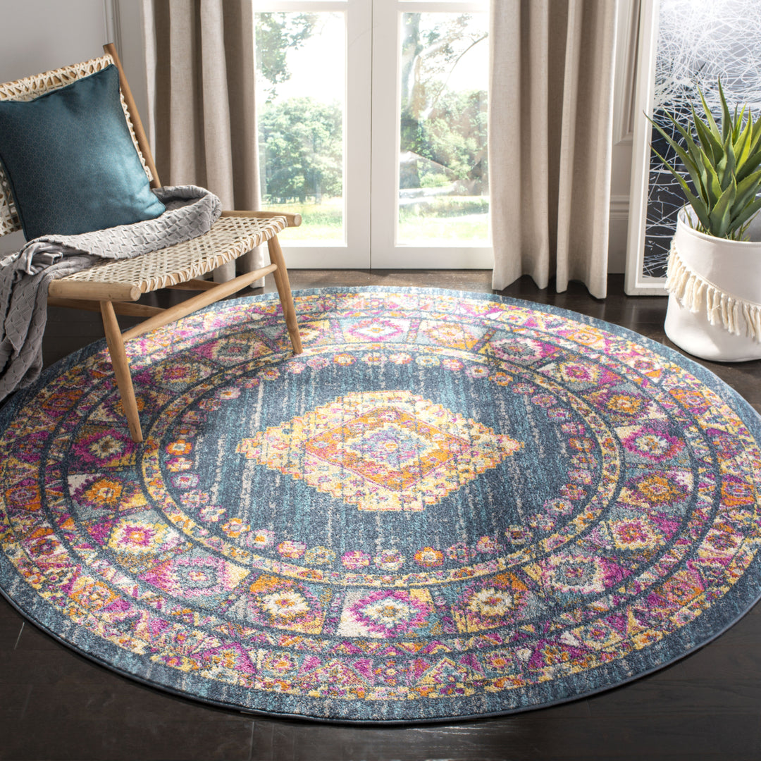 SAFAVIEH Madison Collection MAD133C Blue / Fuchsia Rug Image 2