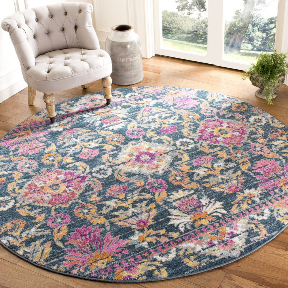 SAFAVIEH Madison Collection MAD130C Blue / Fuchsia Rug Image 2