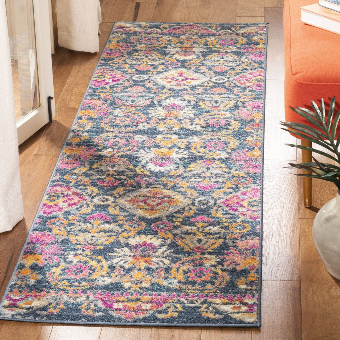 SAFAVIEH Madison Collection MAD130C Blue / Fuchsia Rug Image 3