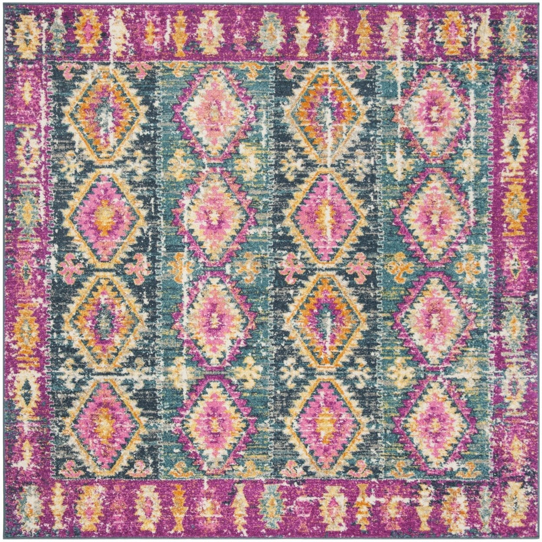 SAFAVIEH Madison Collection MAD129F Fuchsia / Blue Rug Image 1