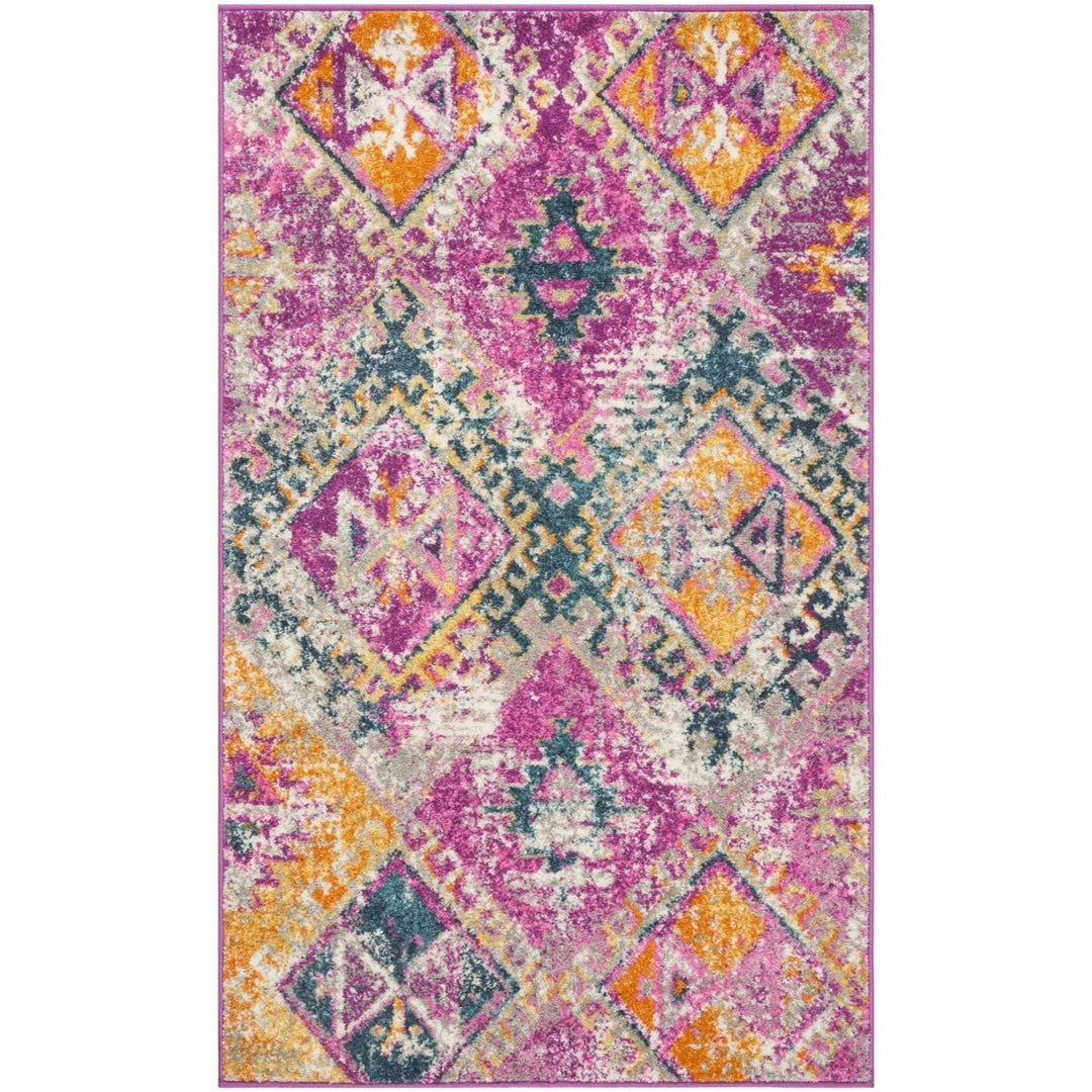 SAFAVIEH Madison Collection MAD125F Fuchsia / Blue Rug Image 8