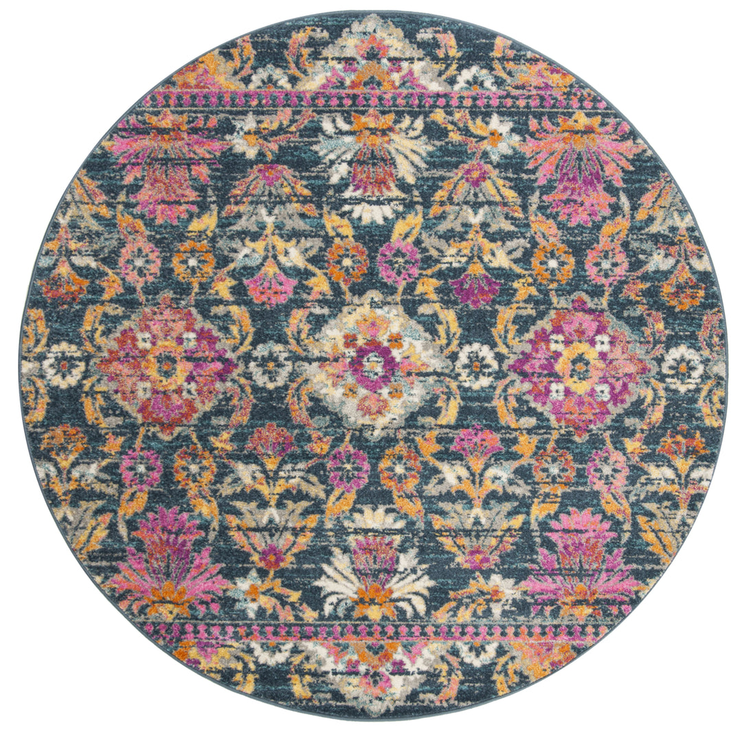 SAFAVIEH Madison Collection MAD130C Blue / Fuchsia Rug Image 4