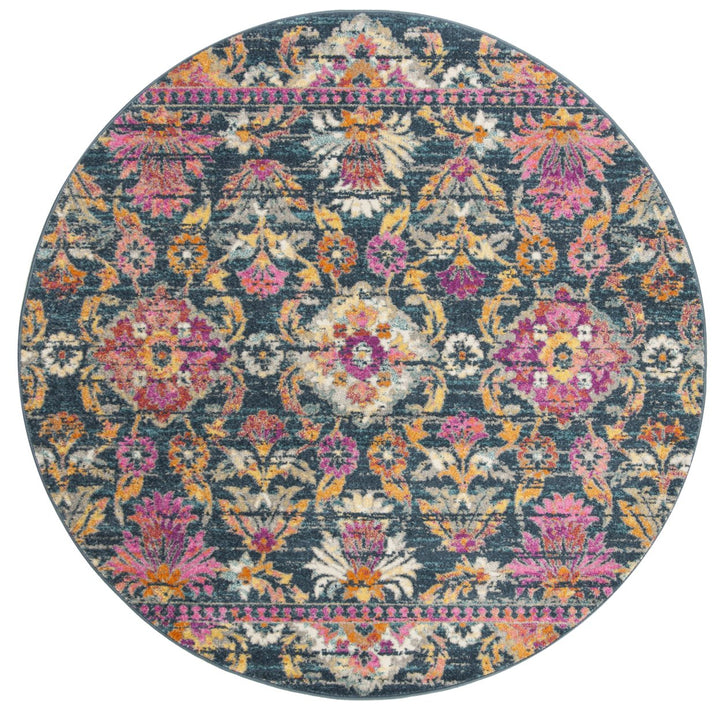 SAFAVIEH Madison Collection MAD130C Blue / Fuchsia Rug Image 1