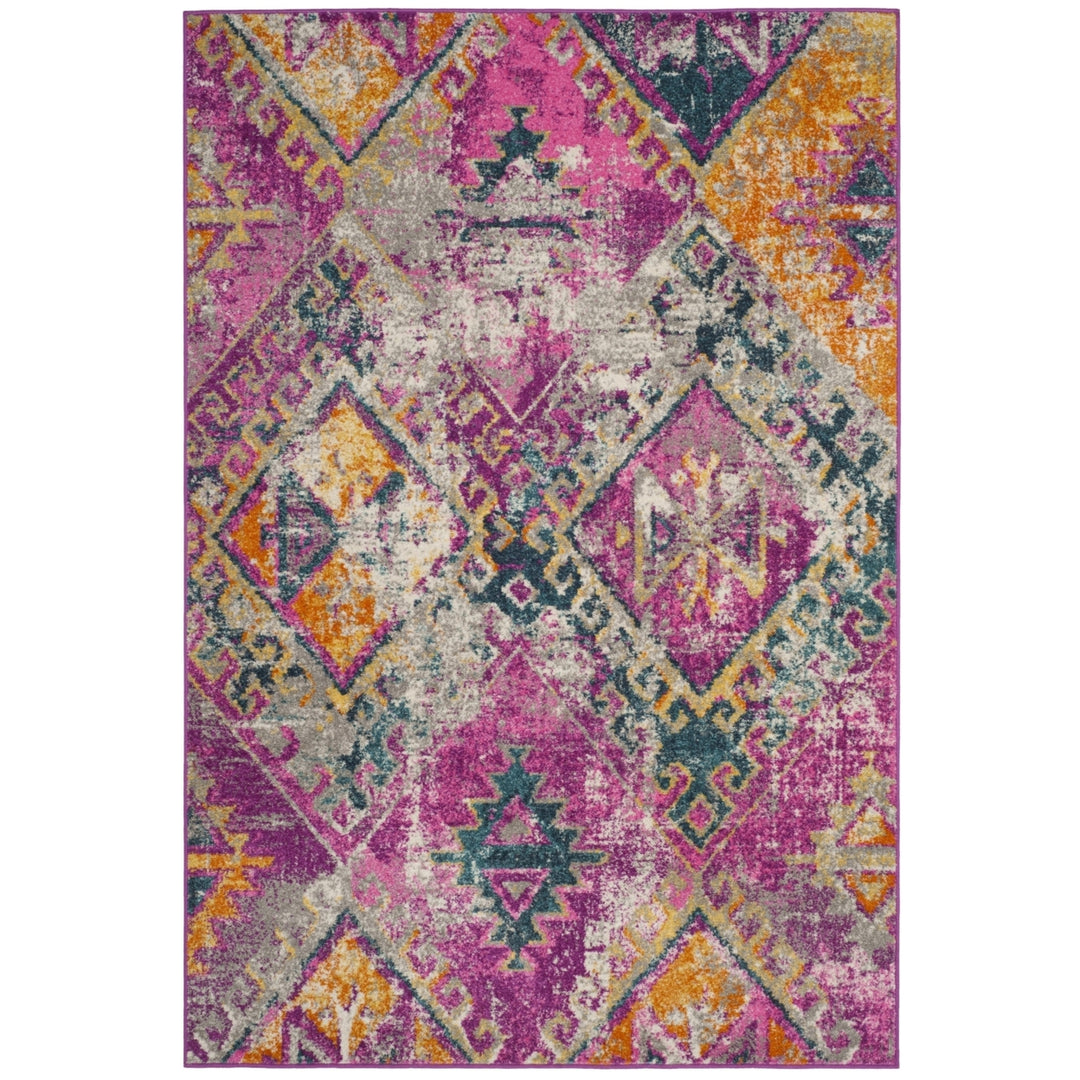 SAFAVIEH Madison Collection MAD125F Fuchsia / Blue Rug Image 9