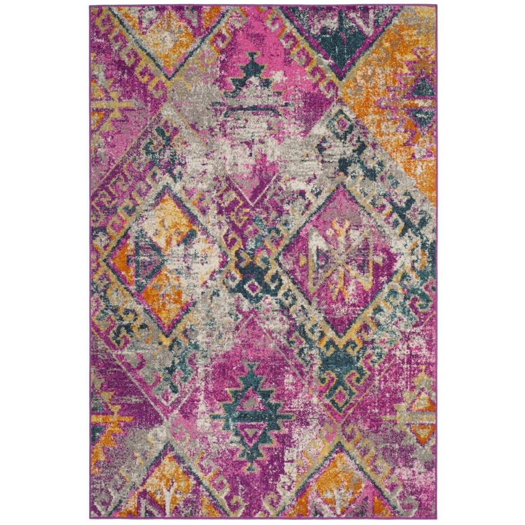 SAFAVIEH Madison Collection MAD125F Fuchsia / Blue Rug Image 1