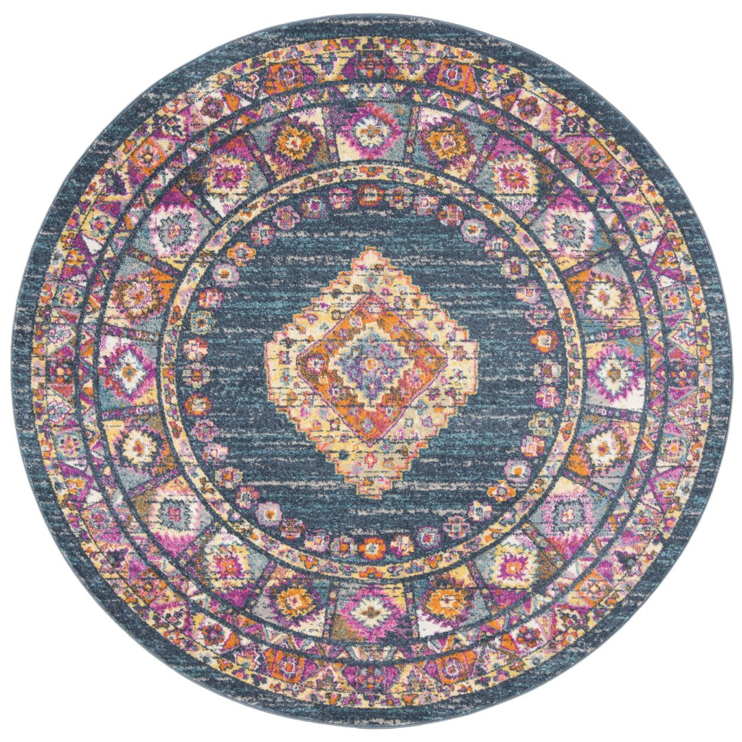 SAFAVIEH Madison Collection MAD133C Blue / Fuchsia Rug Image 4