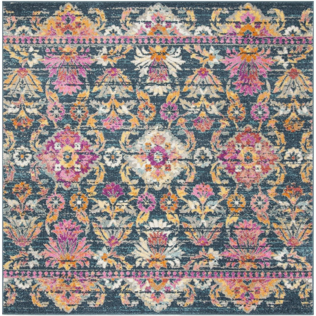 SAFAVIEH Madison Collection MAD130C Blue / Fuchsia Rug Image 1