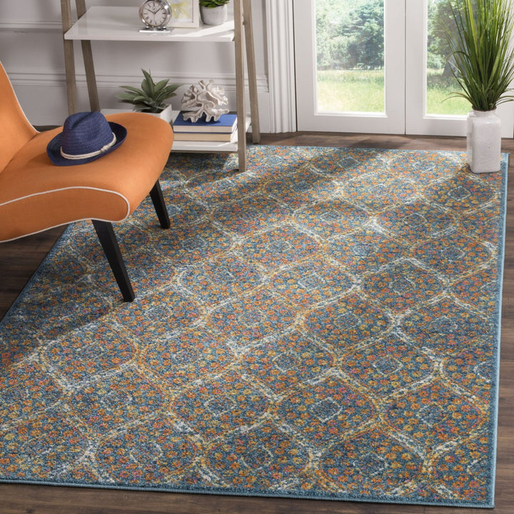 SAFAVIEH Madison Collection MAD140A Blue / Orange Rug Image 1