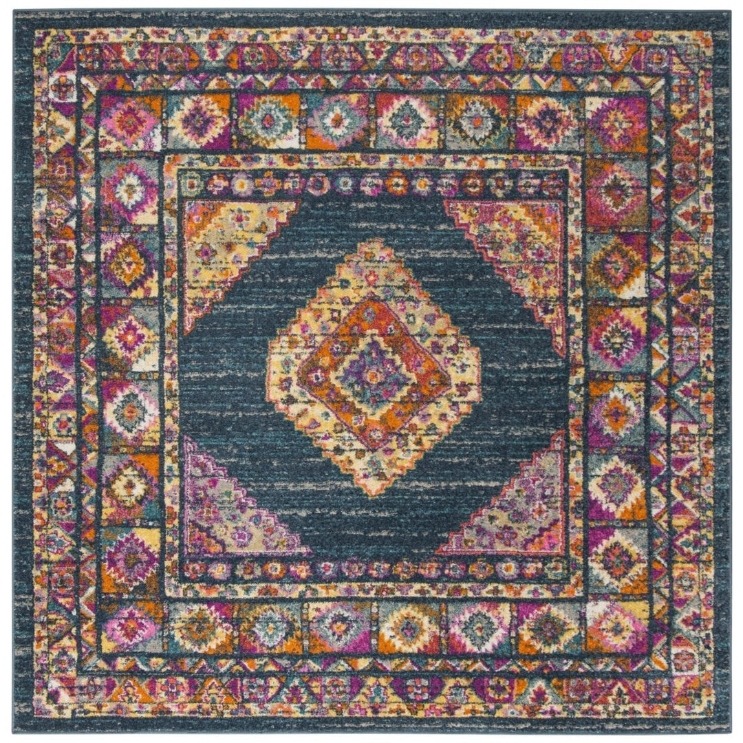 SAFAVIEH Madison Collection MAD133C Blue / Fuchsia Rug Image 1