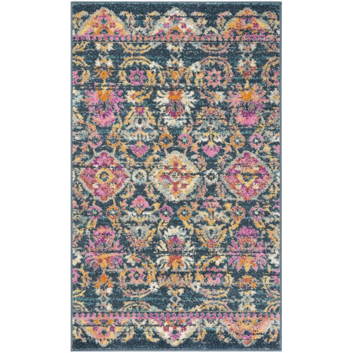 SAFAVIEH Madison Collection MAD130C Blue / Fuchsia Rug Image 1