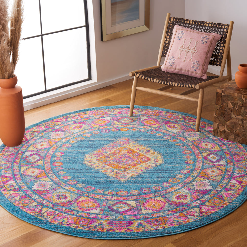 SAFAVIEH Madison Collection MAD140A Blue / Orange Rug Image 2