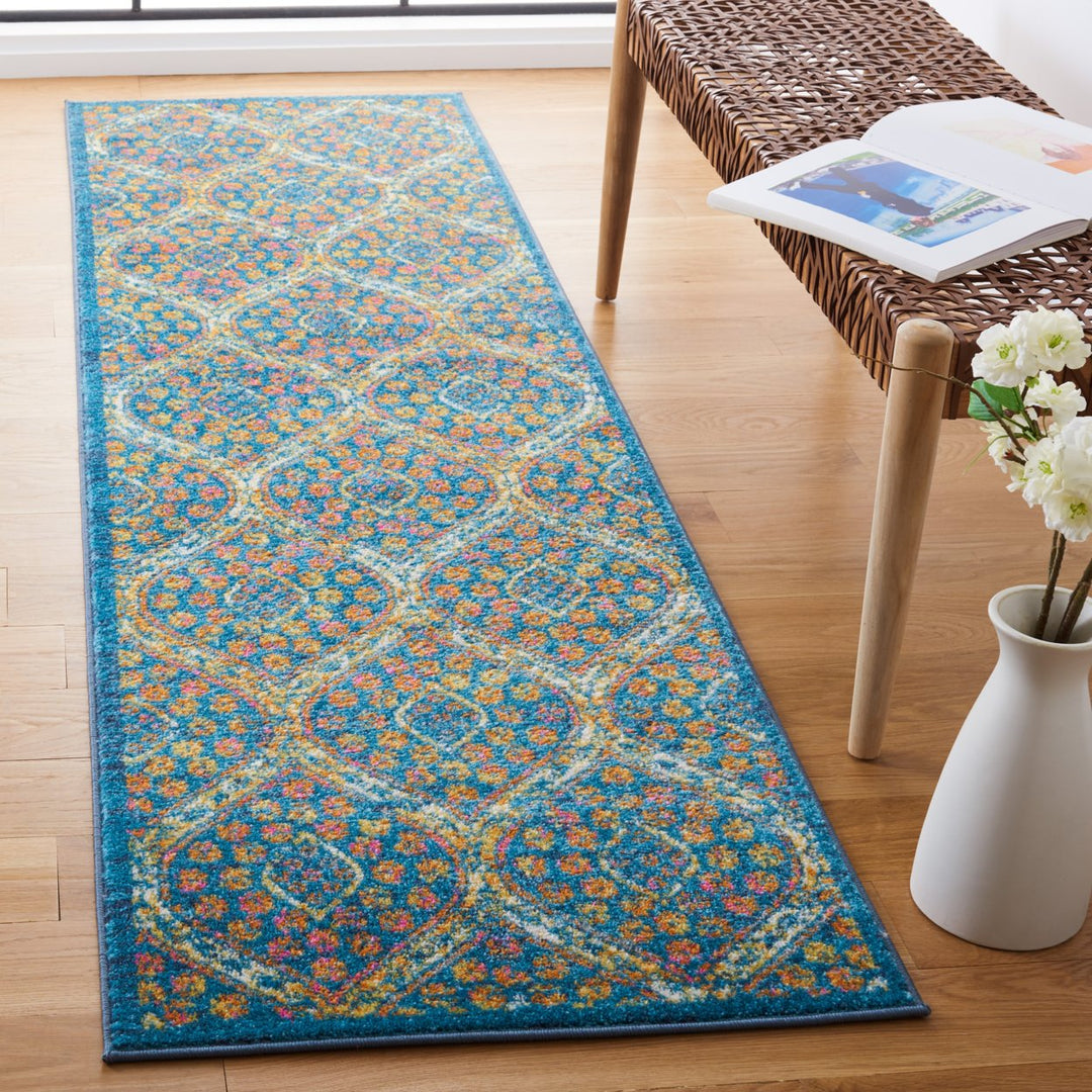 SAFAVIEH Madison Collection MAD140A Blue / Orange Rug Image 3