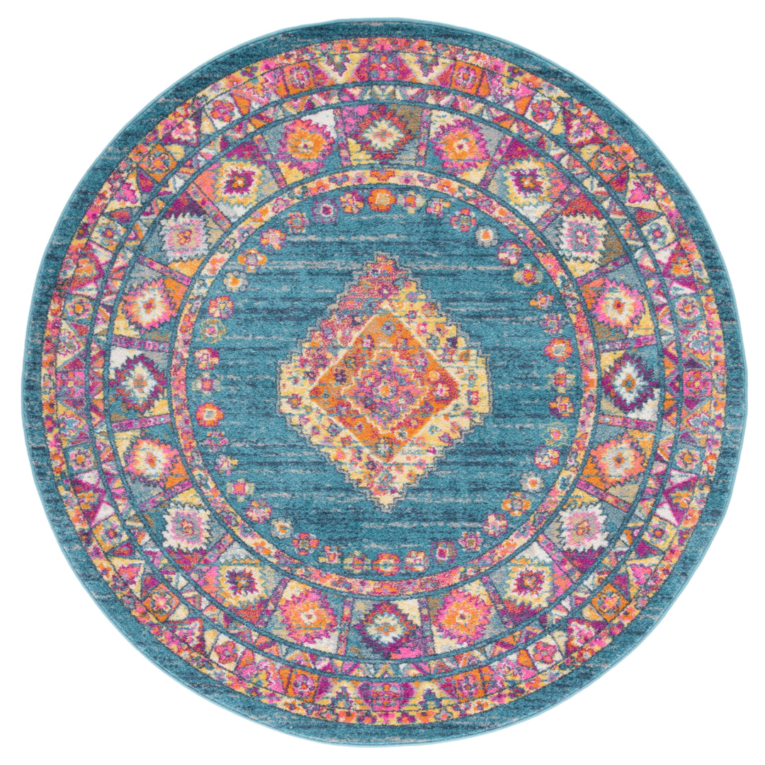 SAFAVIEH Madison Collection MAD140A Blue / Orange Rug Image 4