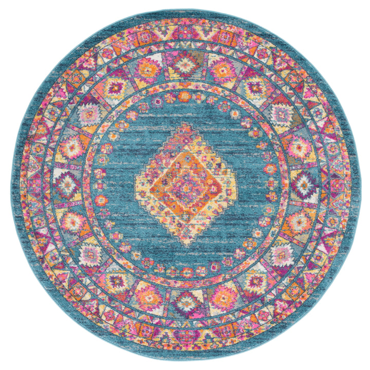 SAFAVIEH Madison Collection MAD140A Blue / Orange Rug Image 4