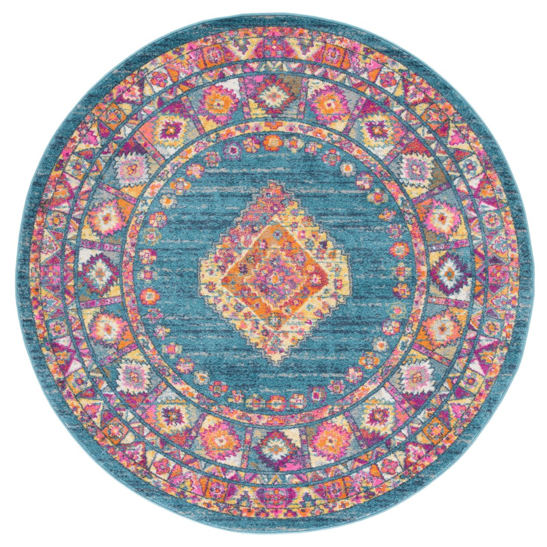 SAFAVIEH Madison Collection MAD140A Blue / Orange Rug Image 1