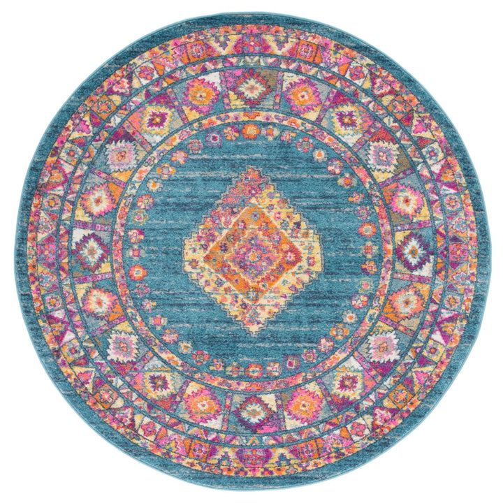 SAFAVIEH Madison Collection MAD140A Blue / Orange Rug Image 1