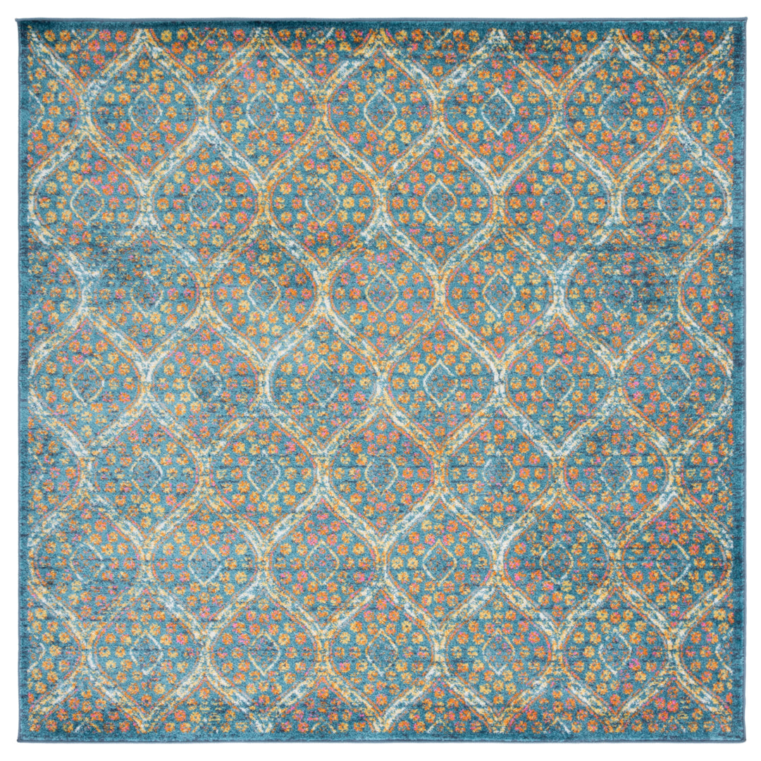 SAFAVIEH Madison Collection MAD140A Blue / Orange Rug Image 6