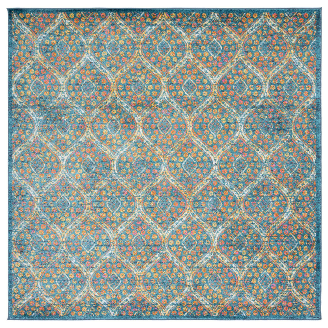 SAFAVIEH Madison Collection MAD140A Blue / Orange Rug Image 1