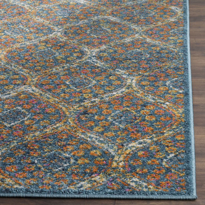 SAFAVIEH Madison Collection MAD140A Blue / Orange Rug Image 7