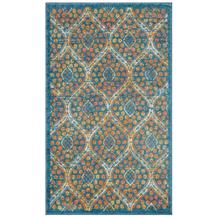 SAFAVIEH Madison Collection MAD140A Blue / Orange Rug Image 8