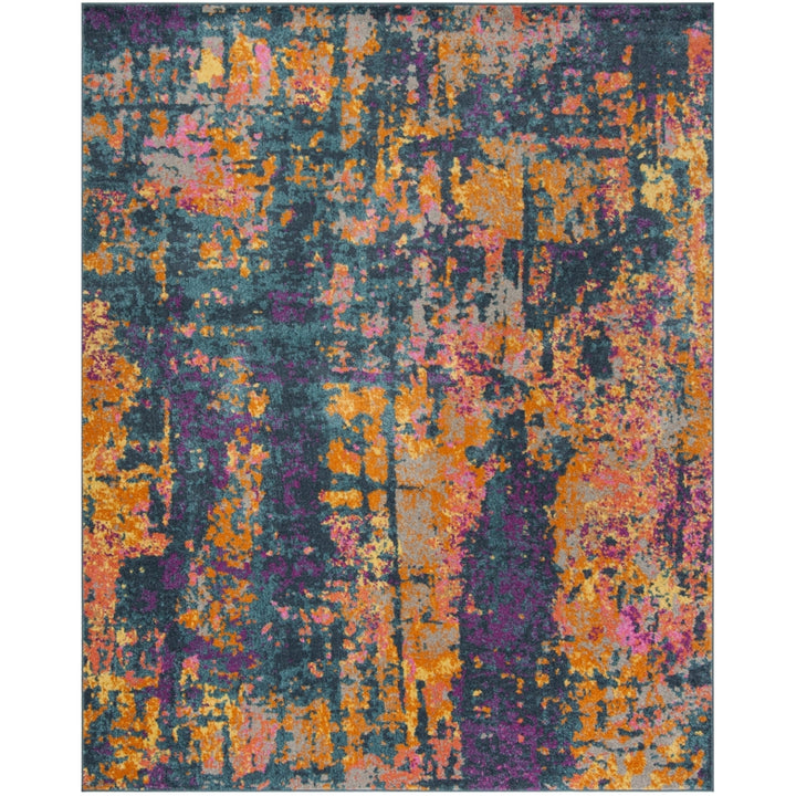 SAFAVIEH Madison Collection MAD143A Blue / Orange Rug Image 1