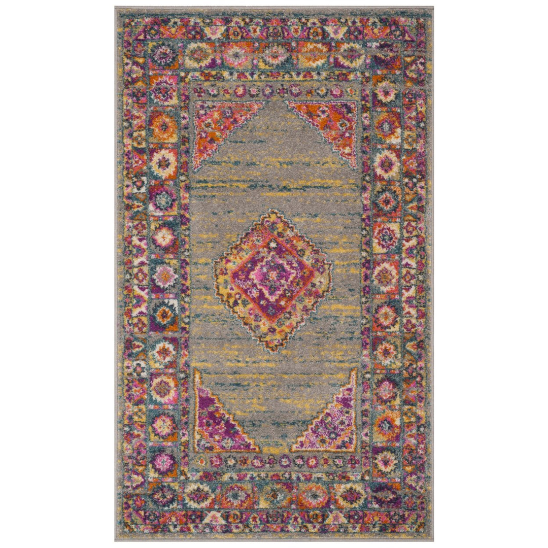 SAFAVIEH Madison MAD133G Light Grey / Fuchsia Rug Image 1