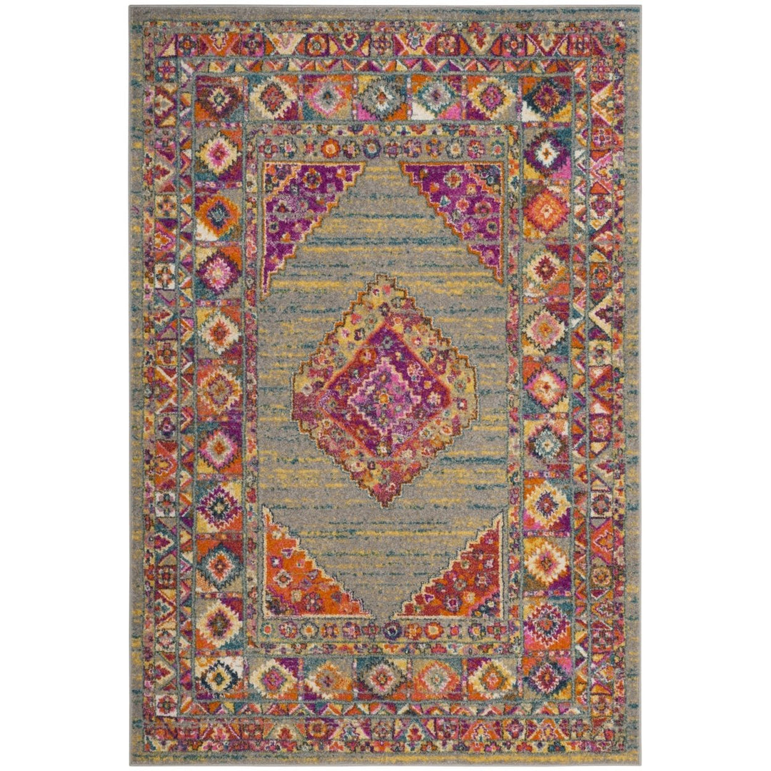 SAFAVIEH Madison MAD133G Light Grey / Fuchsia Rug Image 1