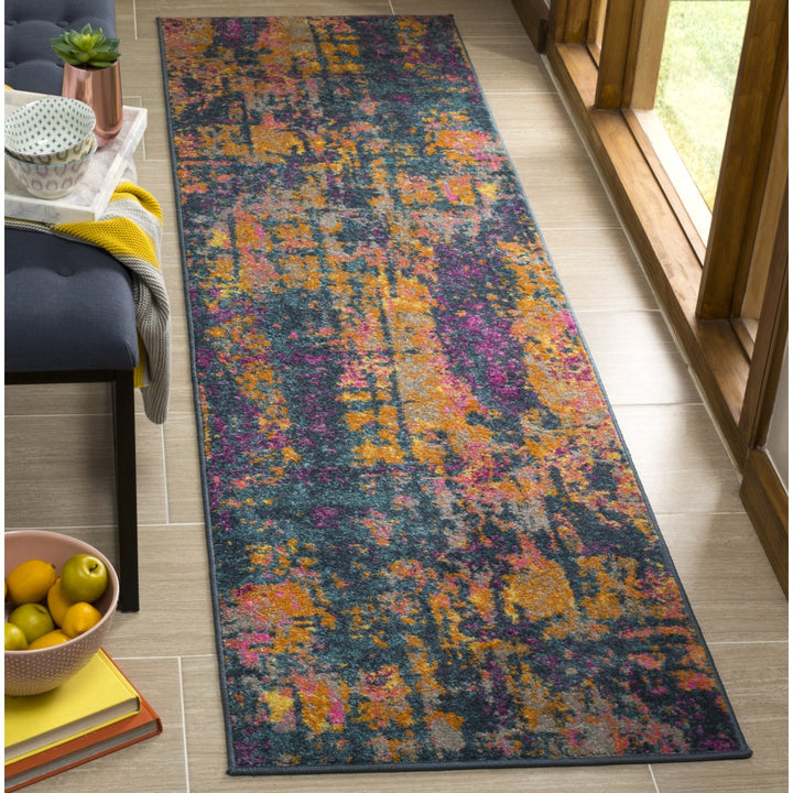 SAFAVIEH Madison Collection MAD143A Blue / Orange Rug Image 3