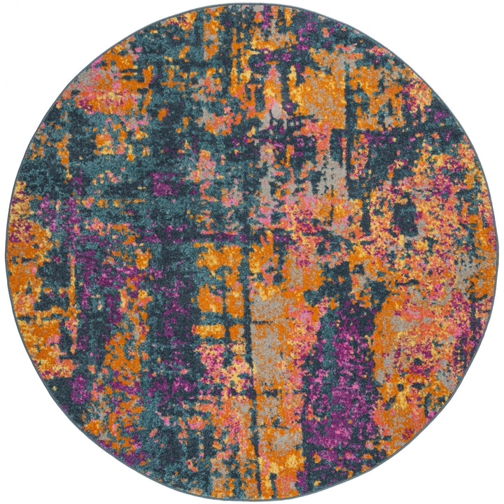 SAFAVIEH Madison Collection MAD143A Blue / Orange Rug Image 4