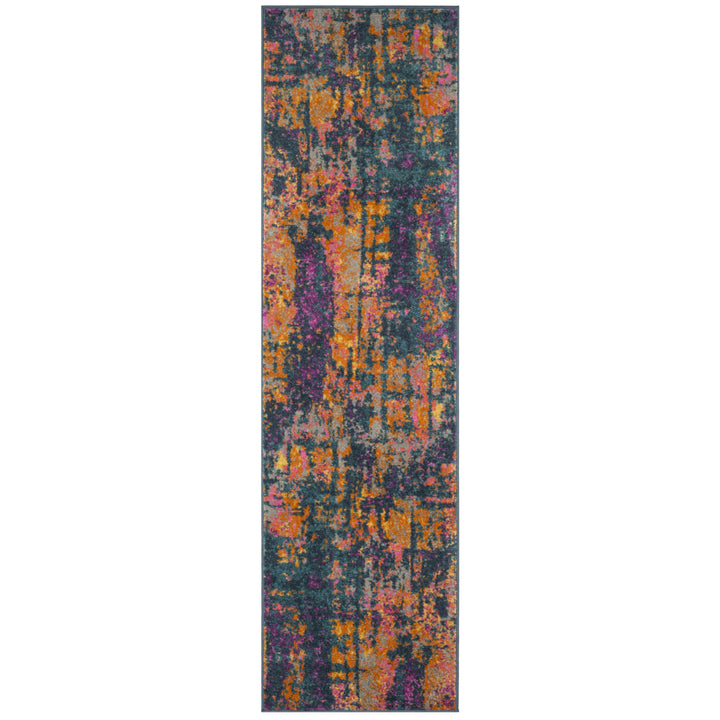 SAFAVIEH Madison Collection MAD143A Blue / Orange Rug Image 5