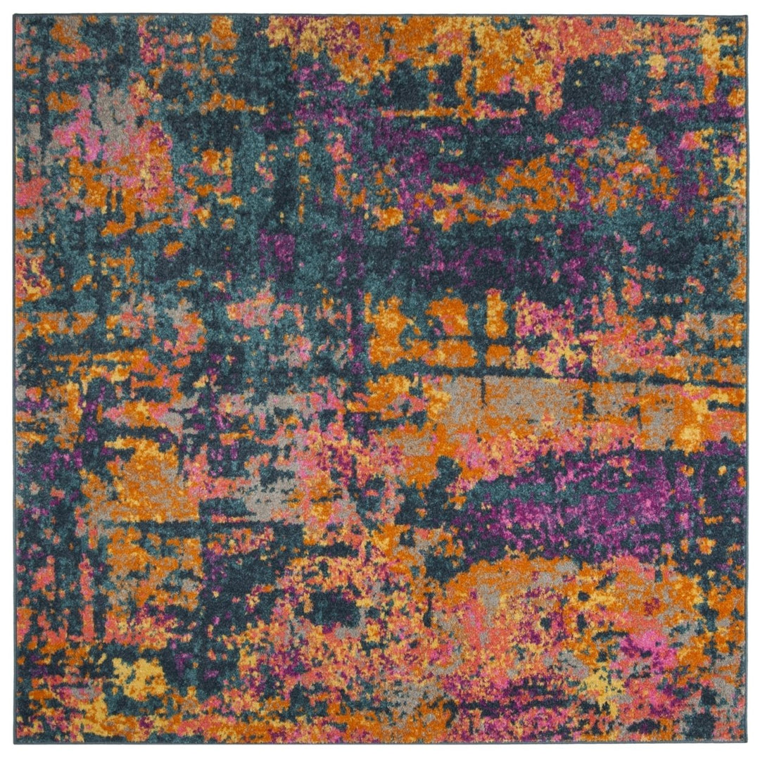 SAFAVIEH Madison Collection MAD143A Blue / Orange Rug Image 6