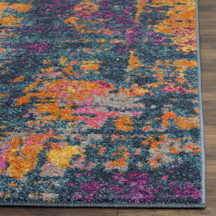 SAFAVIEH Madison Collection MAD143A Blue / Orange Rug Image 7